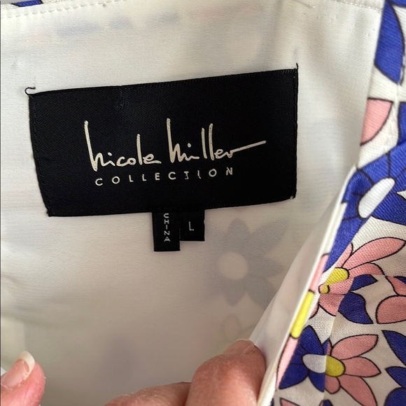 NWOT Nicole Miller Collection Linen Blend Daisy Crop Tank Top Lined, Size L - Picture 5 of 9